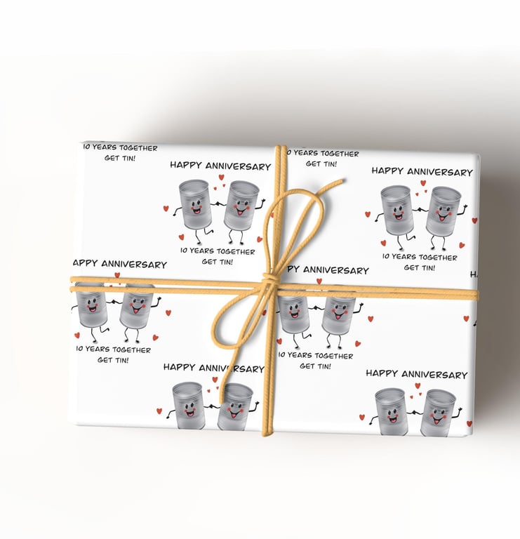 10th Anniversary wrapping paper for your tin anniversary