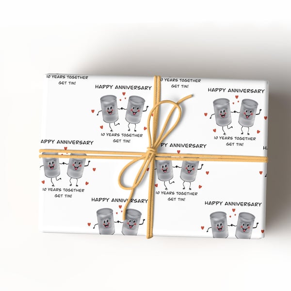 10th Anniversary wrapping paper for your tin anniversary