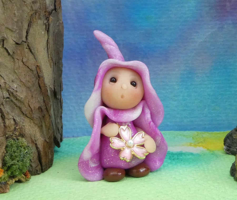 Tiny Blossom Gnome 'Margo' OOAK Sculpt by Ann Galvin