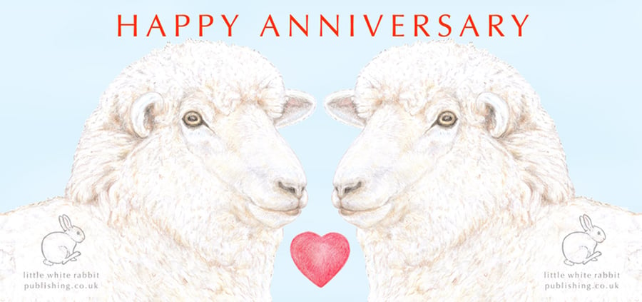 Woolly Sheep Nose to Nose -  Anniversary Card