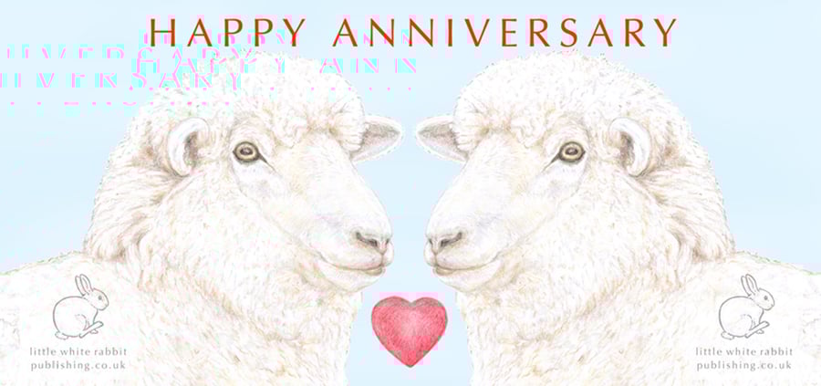 Woolly Sheep Nose to Nose -  Anniversary Card