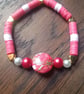 "Strawberry Shortcake" - Stretchy clay polymer and bead fashion bracelet 