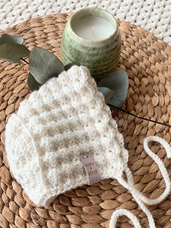 Bridgerton Bonnet Merino Wool Off White