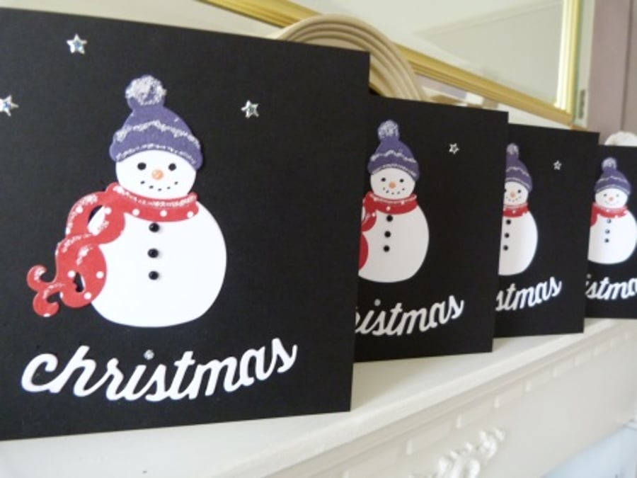 Cheery Snowman Pack of 4 Christmas Cards