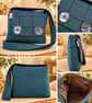 Harris tweed crossbody bag with handmade buttons