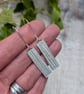 Sterling Silver Long Rectangle Earrings with Ribbon Pattern - JBJ1101 - Image 5