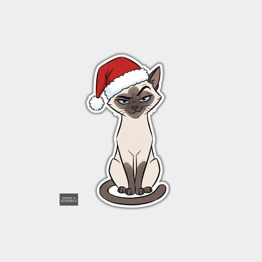 Unique Funny Christmas Sticker Xmas Decal For Adults - Siamese Cat