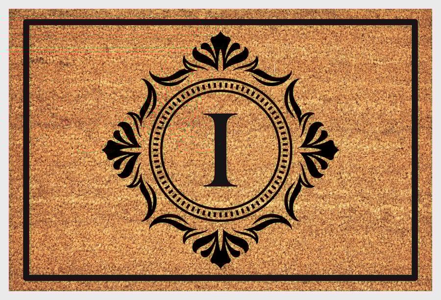 I Letter Door Mat - Monogram Letter I Welcome Mat - 3 Sizes