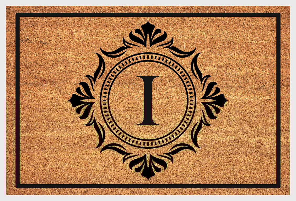I Letter Door Mat - Monogram Letter I Welcome Mat - 3 Sizes