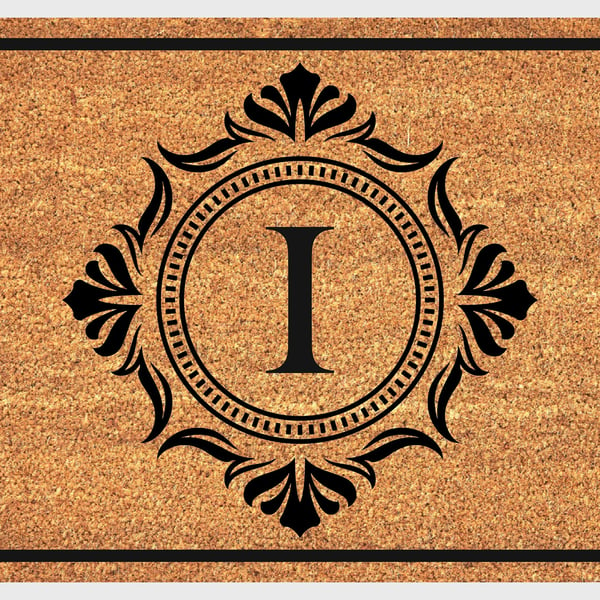 I Letter Door Mat - Monogram Letter I Welcome Mat - 3 Sizes