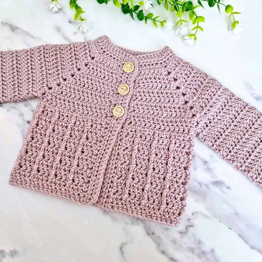 Newborn Neutral Crochet Baby Cardigan – Ready-To-Ship - CLEARANCE 