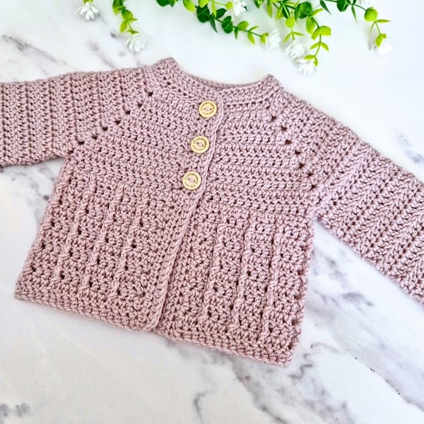 Newborn Neutral Crochet Baby Cardigan – Ready-To-Ship - CLEARANCE 