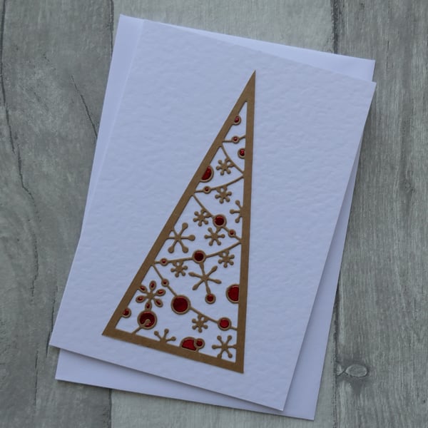 Red and Kraft Christmas Tree - Christmas Card