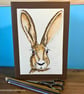 Hand Drawn and  Coloured Hare Portrait Card - Image 3