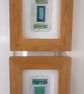 Pretty Patterned Green Turquoise Blue Handstitched Geometric Small Artworks - Image 8