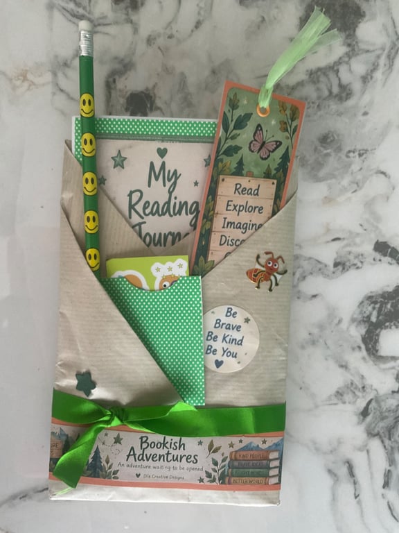 Bookish Adventures Mystery Book Gift Age 6 to 9 with Handmade Reading Journal
