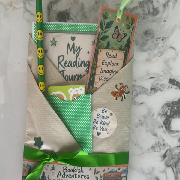 Bookish Adventures Mystery Book Gift Age 6 to 9 with Handmade Reading Journal