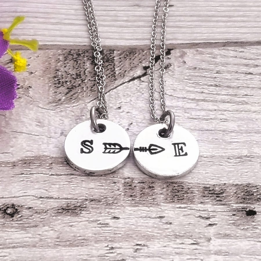 Two Personalised Best Friend Necklace - Friendship Gift - Gift For Sister