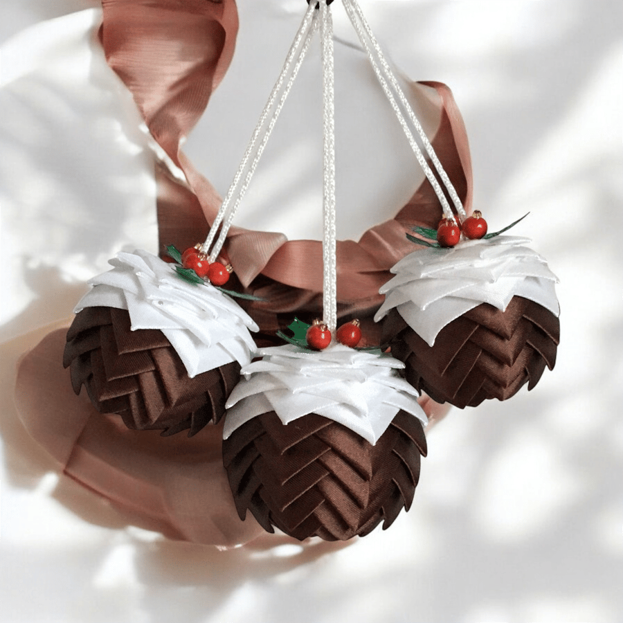 Christmas Pudding tree decoration, 5cm or 6cm sizes available