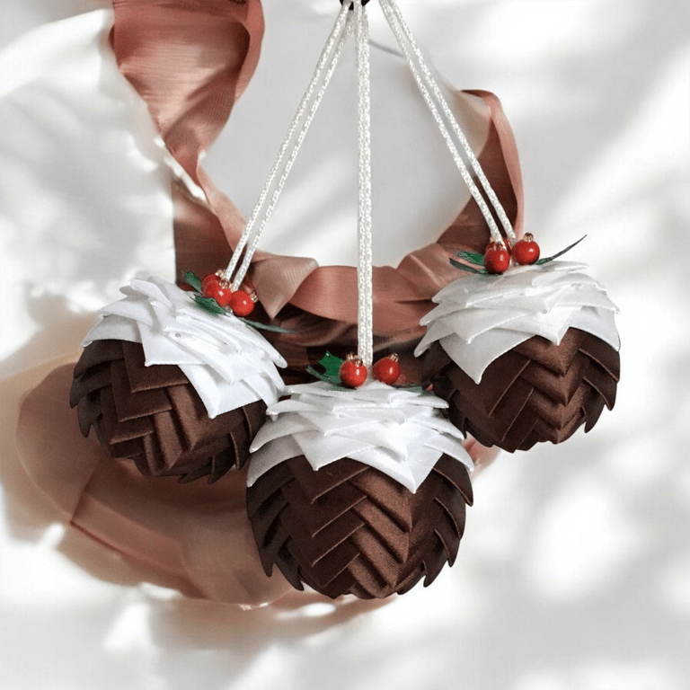 Christmas Pudding tree decoration, 5cm or 6cm sizes available