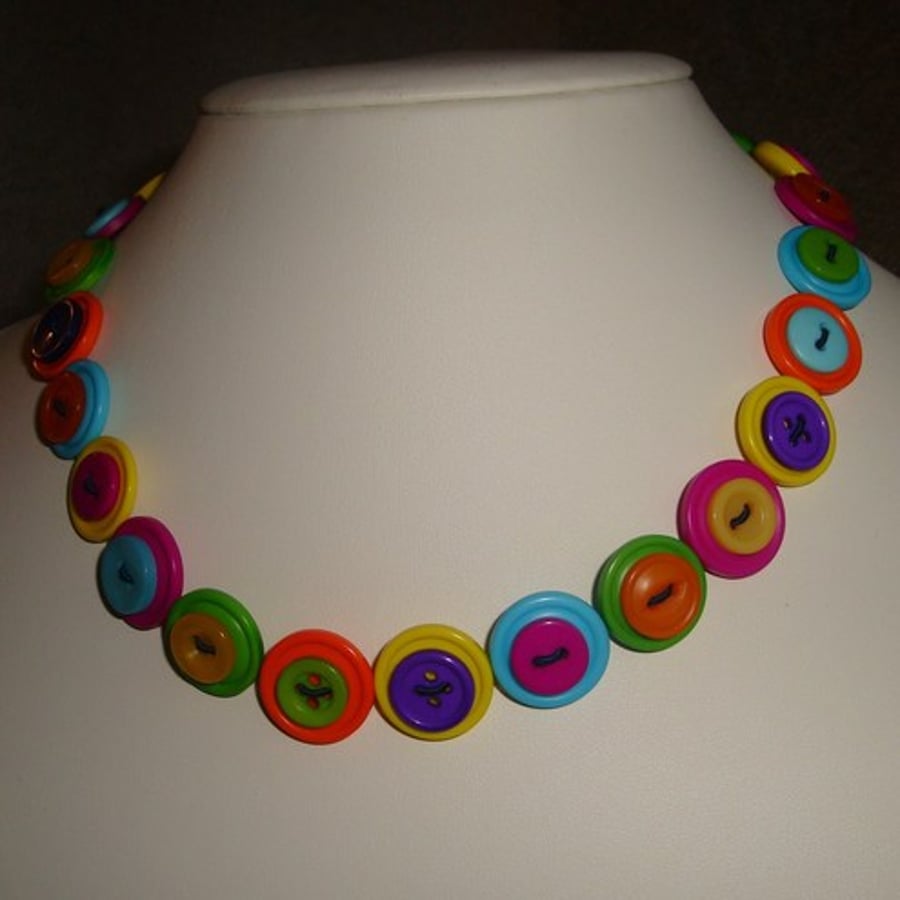 SOLD - Funky 18" Button Necklace 