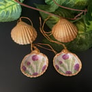 2 Hanging shell decorations. Scottish Thistle.