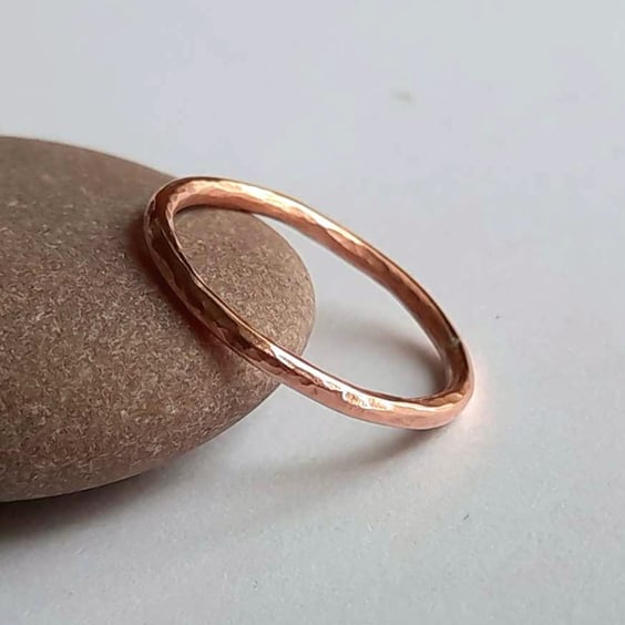 Hammered Copper Stacking Ring - Slim 1.5mm Band