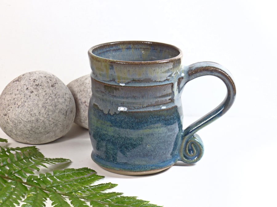 Deep Waters and Heavy Clouds Landscape Mug Tea Coffee Ceramic Stoneware Pottery