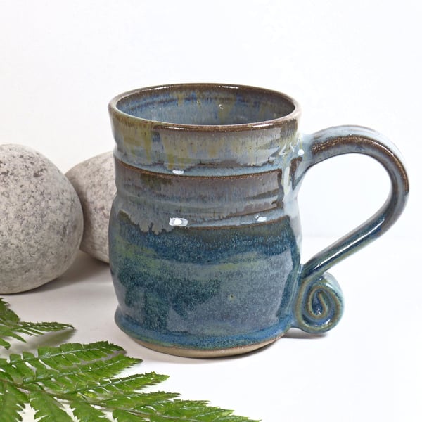 Deep Waters and Heavy Clouds Landscape Mug Tea Coffee Ceramic Stoneware Pottery