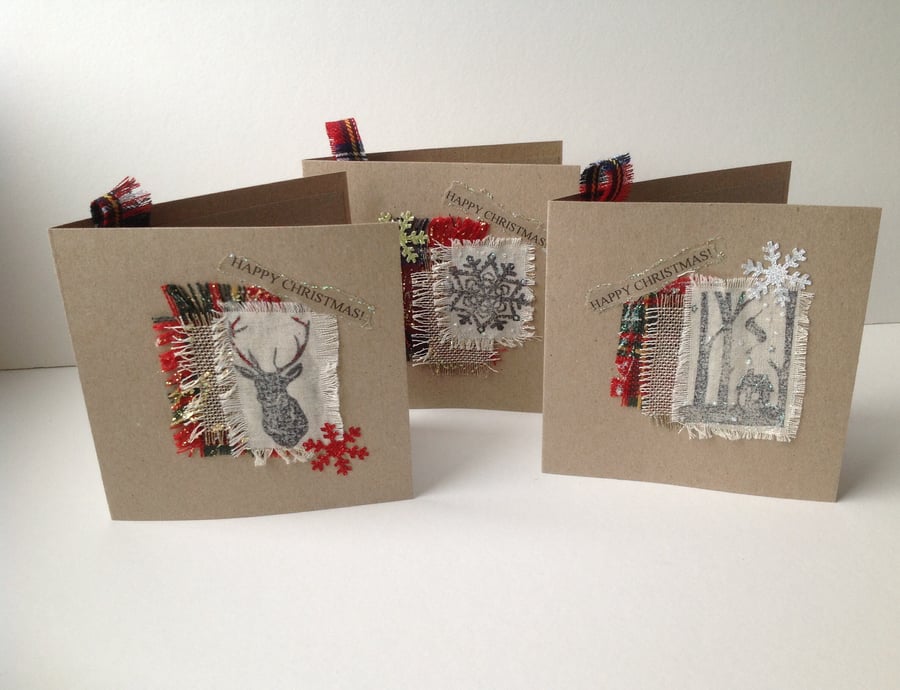 Christmas Cards,Collage Designs,Pk of Six,Handmade Xmas Cards