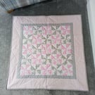 Baby Girl Pinwheel Quilt, Pink, Grey & White, Handmade, Washable