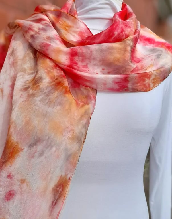 Lovely Autumn Colours Pure Silk Hand Dyed Scarf. A Gorgeous Gift.