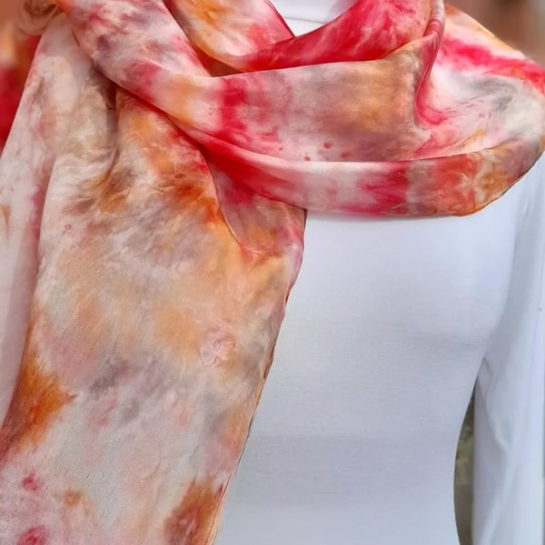 Lovely Autumn Colours Pure Silk Hand Dyed Scarf. A Gorgeous Gift.