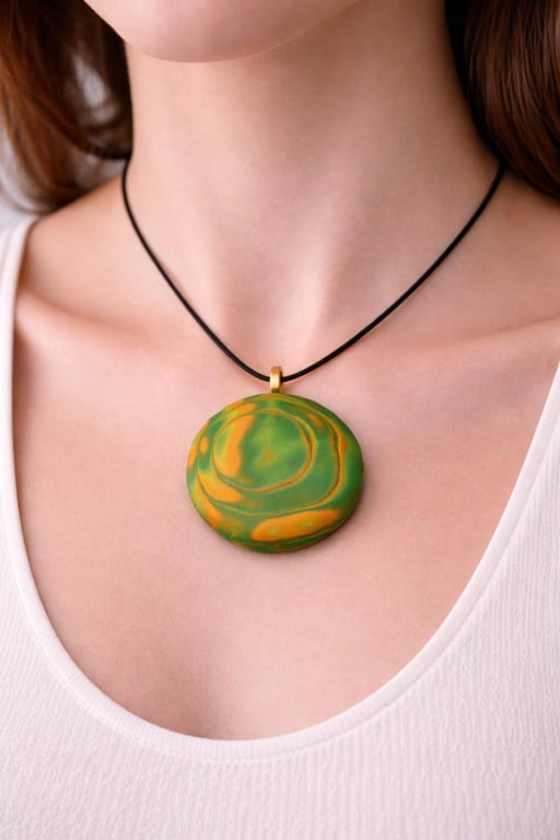 Colourful Abstract Polymer Clay Pendant Necklace, Bold Statement Artisan Jewelle