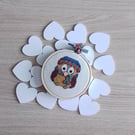 Christmas Tree Decoration , Cosy Owl, Cross Stitch, Christmas Owl