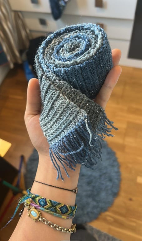 Blue Sparkly Skinny Scarf 