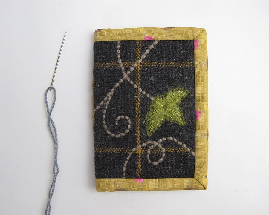 Needle case with ivy embroidery