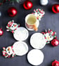 Seconds Sunday Hand crocheted festive Christmas snowman drinks coasters  - Image 1