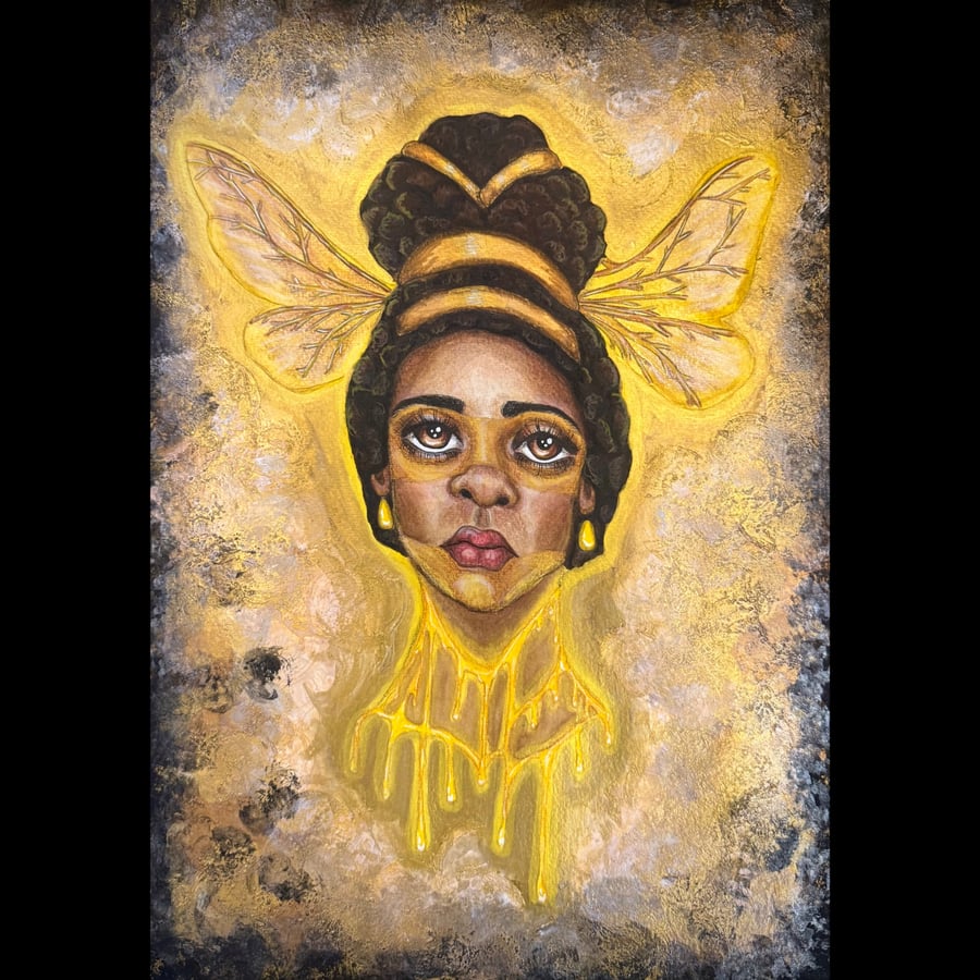 Mellifluous - Original A3 Pop Surrealism Bee Goddess Painting