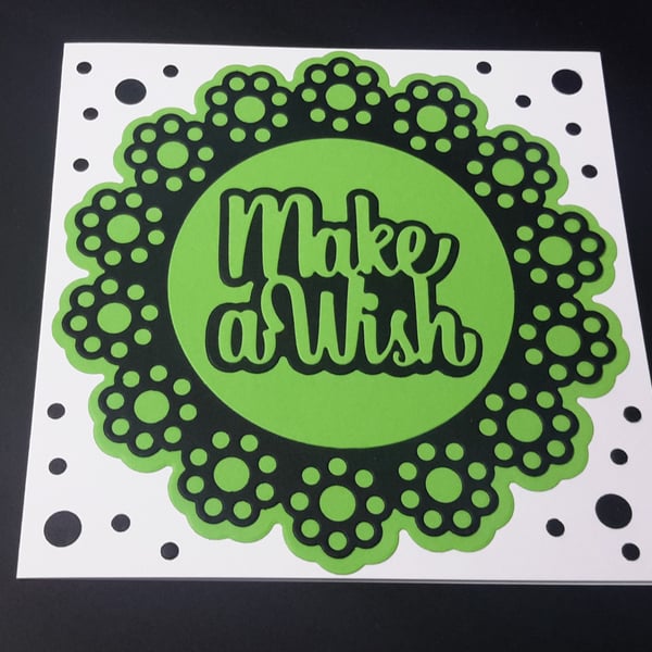 Make a Wish Greeting Card - Green and Black