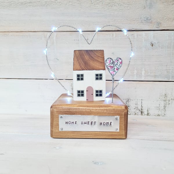 Wooden Home Sweet Home House with Heart Gift
