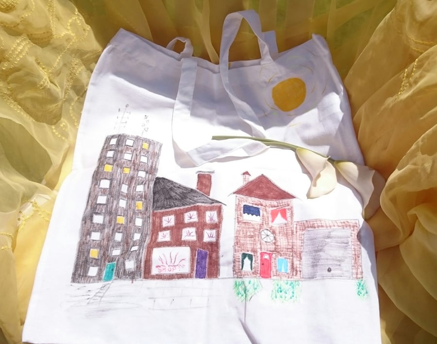 Houses cotton tote bag