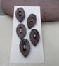 5 Small Leaf Shaped Dark Copper Ceramic Buttons - Image 3