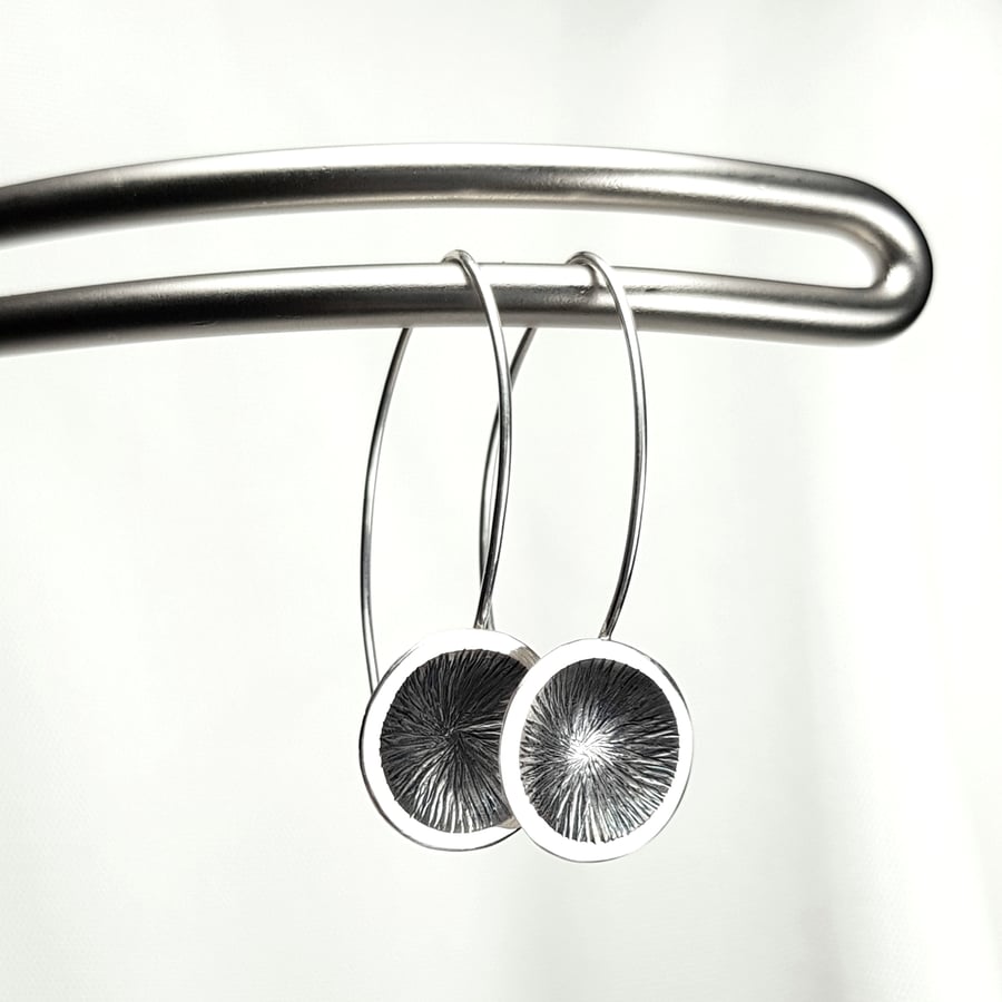 Disk Earrings, Sterling Silver Domed Earrings, Contemporary Design