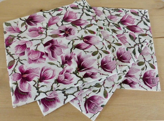 Four Magnolia Paper Napkins