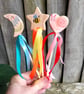 Wooden Magic Wand Set of 3,Toddler Fairy Wands,small Handmade Pretend Play Toy