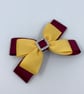 School Wine and Yellow Gold Double Layer Bow on Clip - Image 1