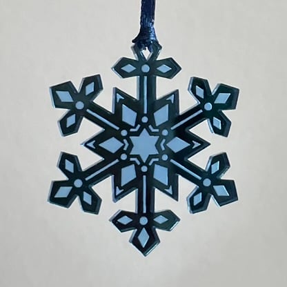 Pale blue mirrored acrylic snowflake decoration