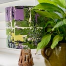 Mid century Purple and LEAF Green 50s 60s Abstract  vintage fabric Lampshade 