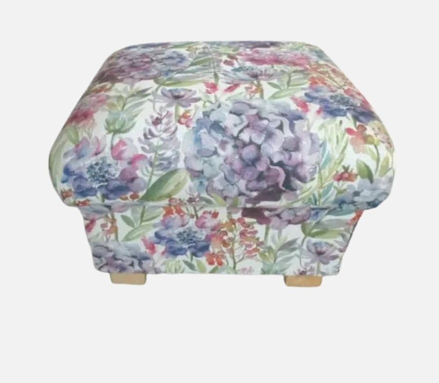 Storage Footstool Voyage Hydrangea Fabric Floral Pouffe Lilac Pink Pouffe